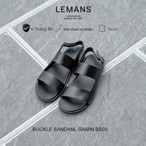 Dép da nam Sandal LEMANS quai ngang B4S03 da bò, đế cao su có mùi thơm, thiết kế quai da 3 lớp trẻ trung BH 06 T
