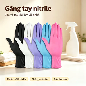 Găng tay y tế màu đen không bột, thích hợp cho thẩm mỹ viện, xăm hình và nhà hàng