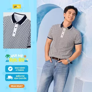 Áo polo nam YODY in tràn họa tiết co giãn và đàn hồi MCPO26A010