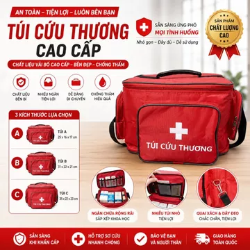 Túi Cứu Thương Dùng Sơ Cứu Khẩn Cấp Các Loại A, B, – Túi Đựng Dụng Cụ Y Tế Vải Bố Cao Cấp, Nhiều Ngăn Tiện Lợi
