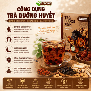 Trà dưỡng huyết thảo mộc DETONIC giúp bổ máu, giảm các triệu chứng suy nhược cơ thể, ngủ ngon giấc