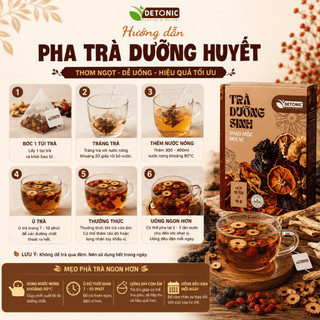 Trà dưỡng huyết thảo mộc DETONIC giúp bổ máu, giảm các triệu chứng suy nhược cơ thể, ngủ ngon giấc