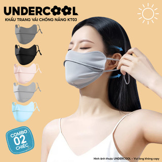 Combo 2 Khẩu Trang Vải Chống Nắng UV 5D UPF+ Unisex UNDERCOOL Vải Lụa Băng Mềm Mịn Mát - KT03-CB2