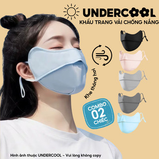 Combo 2 Khẩu Trang Vải Chống Nắng UV 5D UPF+ Unisex UNDERCOOL Vải Lụa Băng Mềm Mịn Mát - KT03-CB2