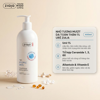Nhũ Tương Mượt Da Toàn Thân Ziaja Med Atopic Skin Dermatological Formula Nourishing 1% Urê 400ml