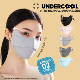 Combo 2 Khẩu Trang Vải Chống Nắng UV 5D UPF+ Unisex UNDERCOOL Vải Lụa Băng Mềm Mịn Mát - KT03-CB2