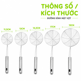 Vợt Vớt Thức Ăn Chiên Inox 304 Cao Cấp Tay Cầm Dài GD110 - Vợt Lưới Inox Vớt Đồ Chiên Rán Tay Cầm