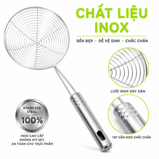Vợt Vớt Thức Ăn Chiên Inox 304 Cao Cấp Tay Cầm Dài GD110 - Vợt Lưới Inox Vớt Đồ Chiên Rán Tay Cầm