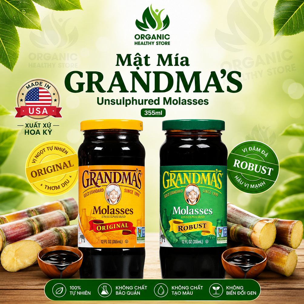 Mật Mía GRANDMA'S Unsulphured Molasses 355ml Original/ Robust