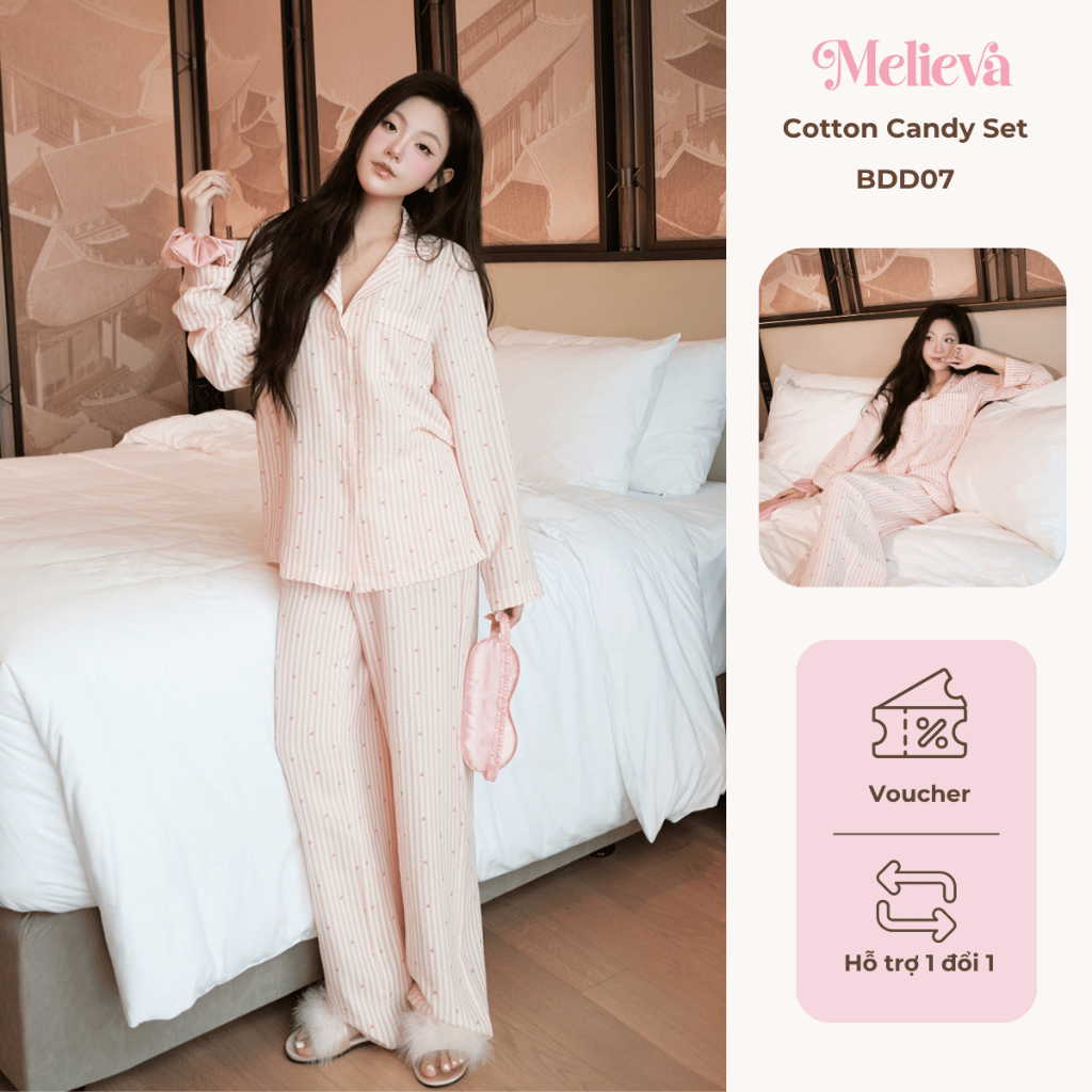 (HỎA TỐC) Bộ ngủ dài tay thu đông nữ chất liệu đũi cotton cao cấp , Bộ ngủ dài tay mặc nhà Pyjama