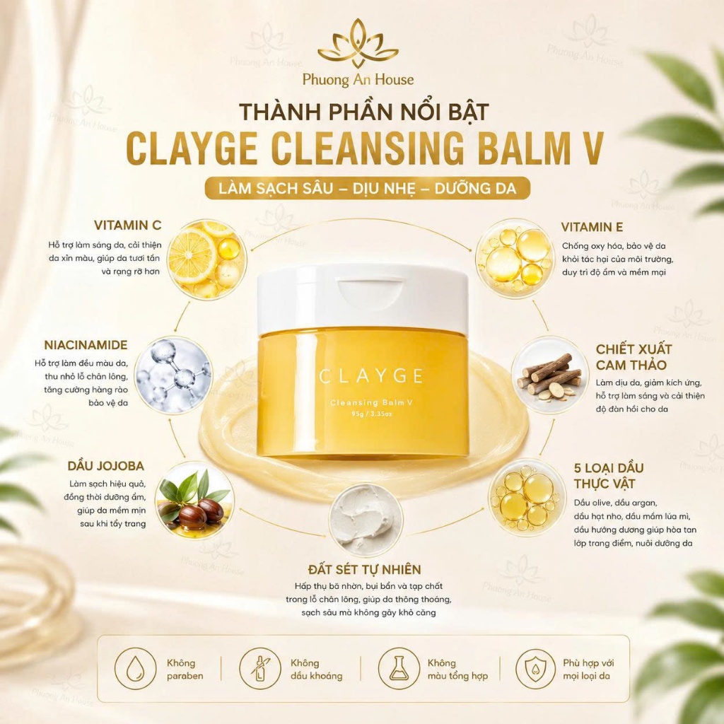 Sáp Tẩy Trang CLAYGE Cleansing Balm V & Black 95g Nhật Bản Làm Sạch Sâu, Dưỡng Ẩm