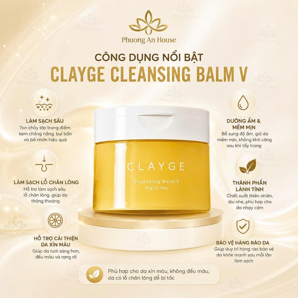 Sáp Tẩy Trang CLAYGE Cleansing Balm V & Black 95g Nhật Bản Làm Sạch Sâu, Dưỡng Ẩm