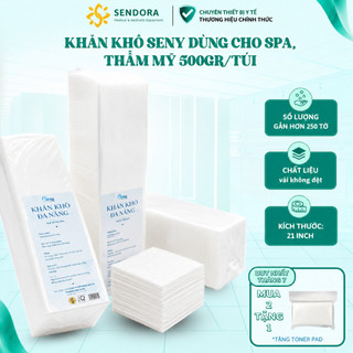 Túi 500g khăn khô lau mặt đa năng Seny 19.5x22cm, Khăn cây lau mặt spa, tẩy trang siêu thấm hút hơn 250 tờ phù hợp spa