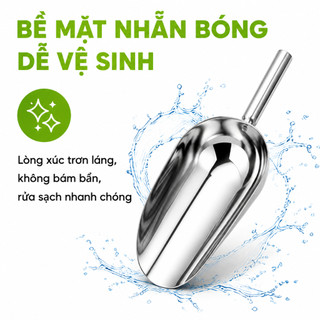 Xẻng Xúc Đá Inox Cao Cấp Không Gỉ Dụng Cụ Pha Chế Thực Phẩm Tay Cầm Chắc Chắn Nhiều Kích Thước GD113