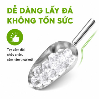 Xẻng Xúc Đá Inox Cao Cấp Không Gỉ Dụng Cụ Pha Chế Thực Phẩm Tay Cầm Chắc Chắn Nhiều Kích Thước GD113