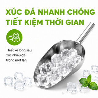 Xẻng Xúc Đá Inox Cao Cấp Không Gỉ Dụng Cụ Pha Chế Thực Phẩm Tay Cầm Chắc Chắn Nhiều Kích Thước GD113