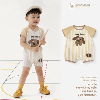 NBAN (6M-3Y) Bộ yếm bé trai Cún Nâu, set quần áo cotton thoáng mát họa tiết Cún dễ thương cho bé-CUN