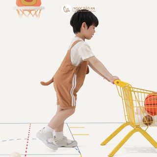 NBAN (6M-3Y) Bộ yếm bé trai Cún Nâu, set quần áo cotton thoáng mát họa tiết Cún dễ thương cho bé-CUN