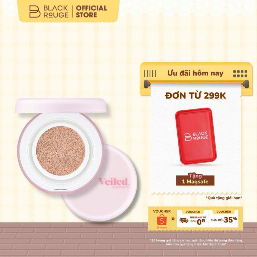 Phấn Nước Mịn Lì Lâu Trôi Black Rouge Thin Layer Veiled Cushion SPF50+/PA++++ 14g
