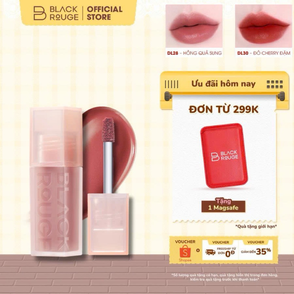 Son Kem Black Rouge Double Layer Over Velvet Ver 4 - Sweet Tangerine - 4.1g