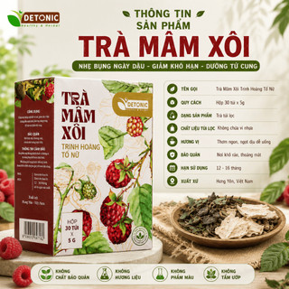 Trà mâm xôi thảo mộc DETONIC giúp giảm khô hạn, cân bằng nội tiết, tươi sáng làn da - HỘP 30 GÓI