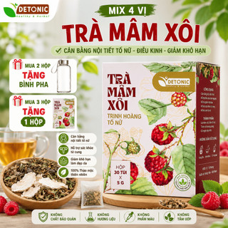 Trà mâm xôi thảo mộc DETONIC giúp giảm khô hạn, cân bằng nội tiết, tươi sáng làn da - HỘP 30 GÓI