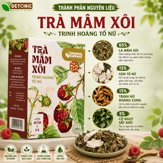 Trà mâm xôi thảo mộc DETONIC giúp giảm khô hạn, cân bằng nội tiết, tươi sáng làn da - HỘP 30 GÓI