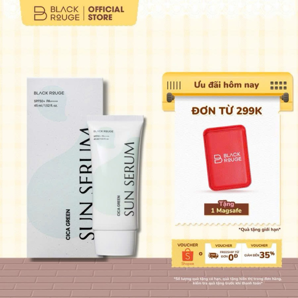 Tinh Chất Chống Nắng Black Rouge Cica Green Sun Serum Hàn Quốc SPF50+ 45ml