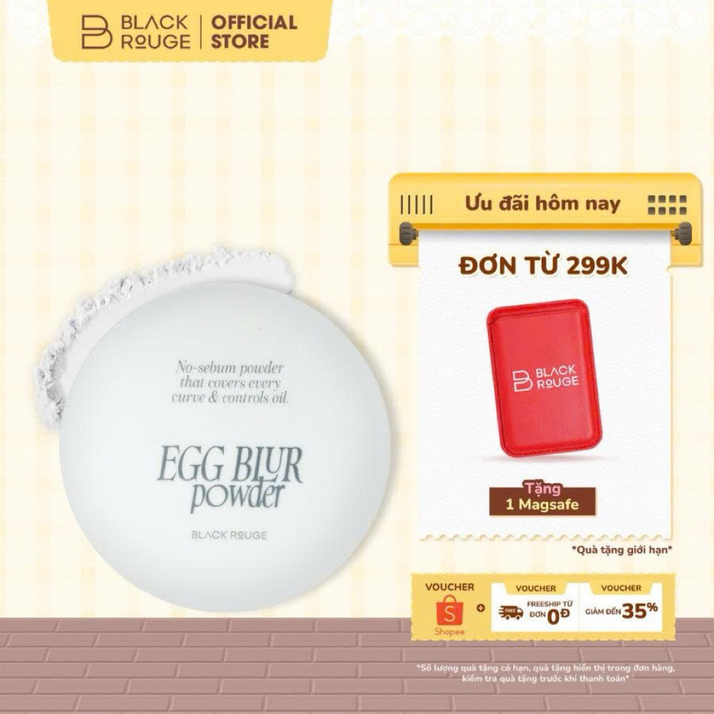 Phấn Phủ Black Rouge Egg Blur Kiềm Dầu Làm Mờ Lỗ Chân Lông 5g