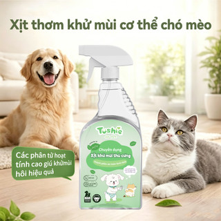 Tushie Treats Xịt khử mùi thú cưng hương bạc hà, Xịt khử mùi nước tiểu chó mèo, khử mùi hôi khai, làm thơm, chai 350ml