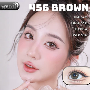 Lens mắt 456 Brown màu nâu vàng tự nhiên, có viền, size vừa - thương hiệu LUNA EYES