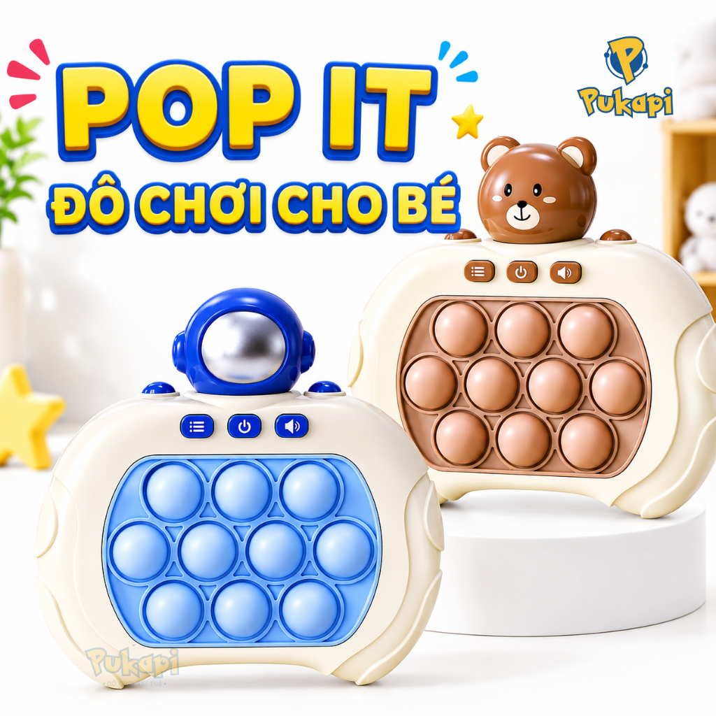 Pop It Điện Tử Đồ Chơi Pop It Tiếng Anh Giá Rẻ 999 Level Trò Chơi Bop It Bóp It Cầm Tay 999 lv- Đồ Chơi Cho Bé PUKAPI