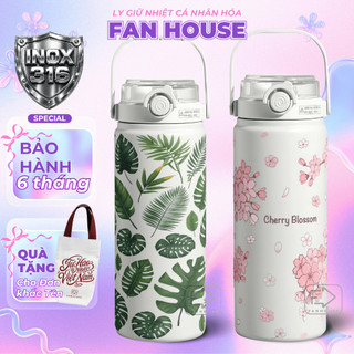 Bình giữ nhiệt Bossy inox 316 cao cấp 1200ml Fan House bình nước giữ nhiệt 24h có quai xách, ống hút