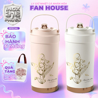 Ly giữ nhiệt Lily inox 316 lõi tráng Sứ, cốc giữ nhiệt 500ml Fan House khắc tên theo yêu cầu