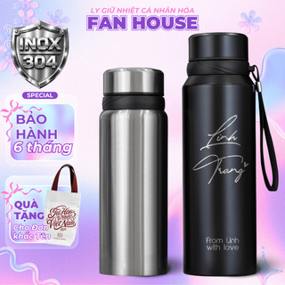 Bình giữ nhiệt Sport 800-1100ml bình nước thể thao 24h Fan House inox 304 có dây cầm, ngăn lọc trà