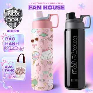 Bình giữ nhiệt Tyeso PICKLEBALL  bình nước giữ nhiệt thể thao Fan House 900ml, inox 304 cao cấp