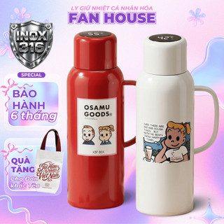 Bình giữ nhiệt Osamu inox 316 cao cấp,  Fan House phích nước giữ nhiệt 820ml có màn hình đo nhiệt độ