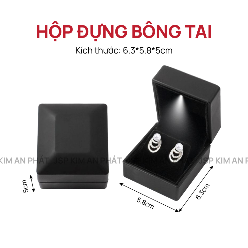 Hộp đựng bông tai có đèn LED hộp khuyên tai trang sức nhận in logo thuong hieu JSP