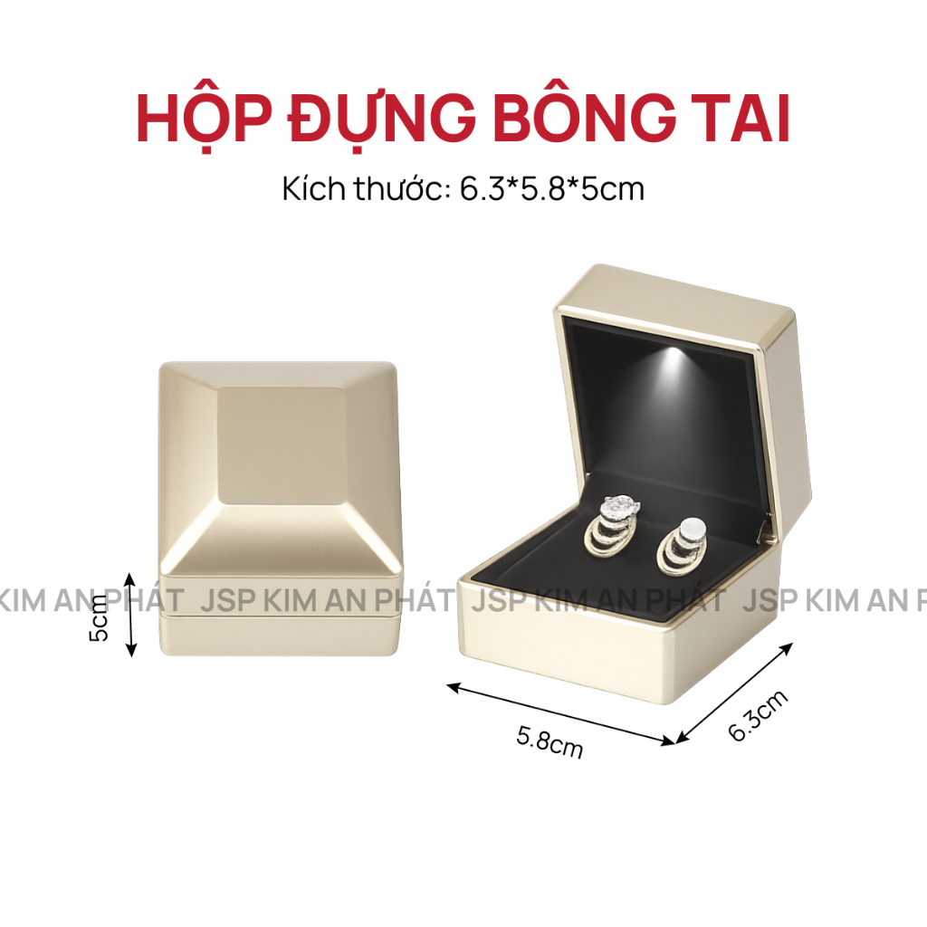 Hộp đựng bông tai có đèn LED hộp khuyên tai trang sức nhận in logo thuong hieu JSP