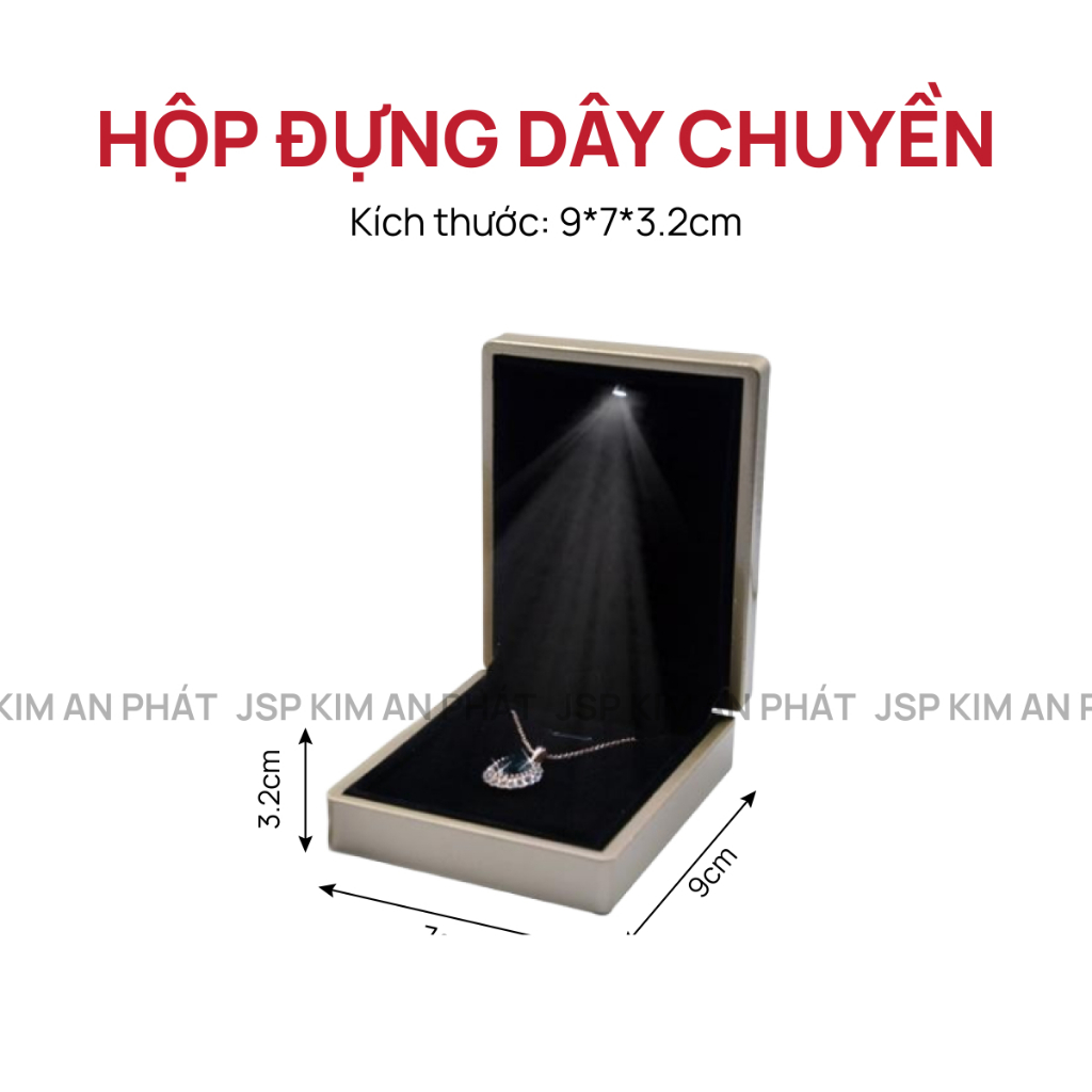Hộp đựng dây chuyền có đèn Led JSP nhận in Logo hộp dây chuyền nhiều màu đựng mặt tượng dây bông tai