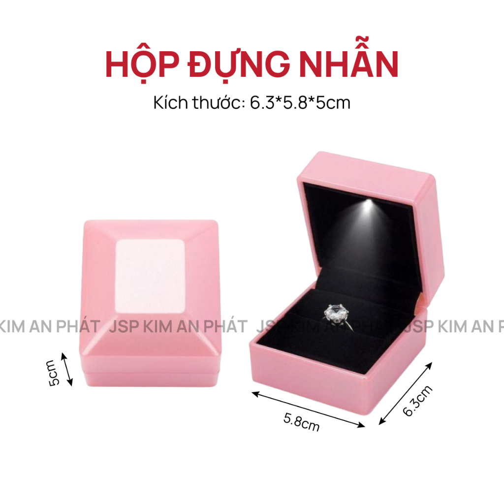 Hộp nhẫn có đèn Led JSP cao cấp nhận in LOGO hộp đựng nhẫn cưới hộp nhẫn đôi trang sức JSP