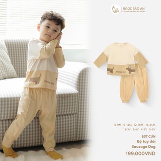 NBAN (6M-6Y) Bộ đồ dài bé trai Cún, set áo quần dài cotton mềm mát cho bé đi học, đi chơi-CUN