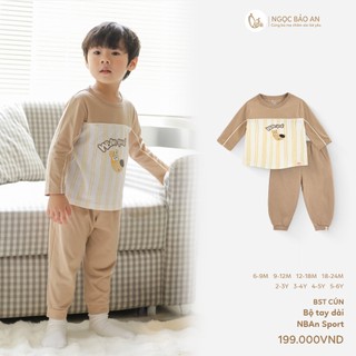 NBAN (6M-6Y) Bộ đồ dài bé trai Cún, set áo quần dài cotton mềm mát cho bé đi học, đi chơi-CUN