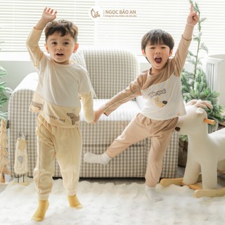 NBAN (6M-6Y) Bộ đồ dài bé trai Cún, set áo quần dài cotton mềm mát cho bé đi học, đi chơi-CUN