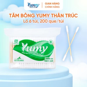 Combo 24 gói Tăm bông YUMY 200 que thân trúc 2 đầu bông mềm mại vệ sinh tai mũi hiệu quả (TB01-525)