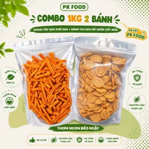 Combo 2 Bánh: Khoai Tây Que Phô Mai + Bánh Tai Heo Mè Nước Cốt Dừa - 1Kg - PK FOOD