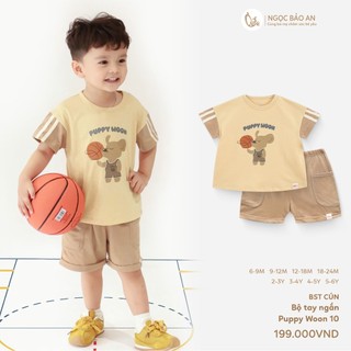 NBAN (6M-6Y) Bộ đồ ngắn bé trai Cún, áo thun quần short cotton thoáng mát bé mặc đi học, đi chơi-CUN