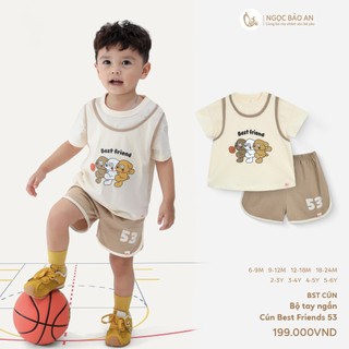NBAN (6M-6Y) Bộ sát nách bé trai Cún, áo tanktop quần short cotton thoáng mát cho bé mặc hè-CUN