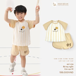 NBAN (6M-6Y) Bộ đồ ngắn bé trai Cún, áo thun quần short cotton thoáng mát bé mặc đi học, đi chơi-CUN