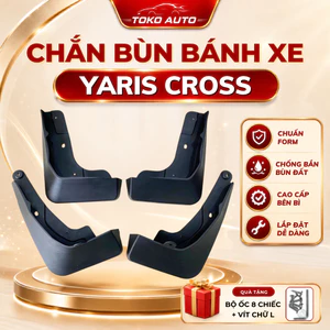 Bộ 4 chắn bùn xe ô tô Yaris Cross đời 2023- HIỆN NAY chất liệu nhựa dẻo, lắp đặt dễ dàn, kèm ốc